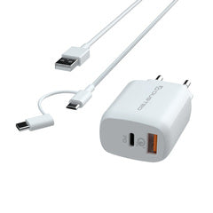Cargador USB-A / USB-C de 20 W Dusted con cable 2 en 1