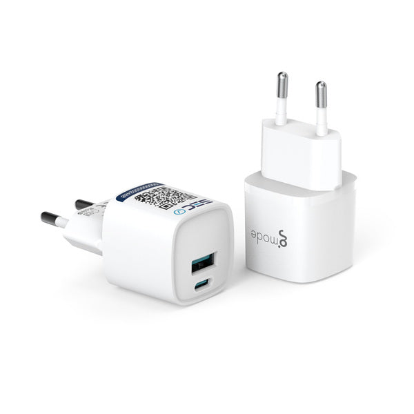 Cargador 30W 1x USB-C 1x USB-A Gmode blanco