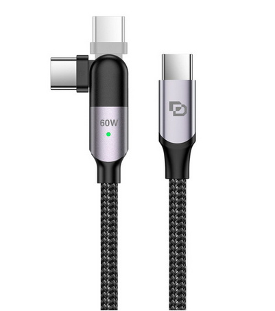 Cable USB-C a USB-C 60W giratorio de 2Mt Rugged Dusted negro